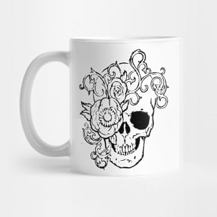 Filigree Skull With Flower Original Art Mug